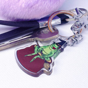 Whimsical Frog on a Log Acrylic Keychain