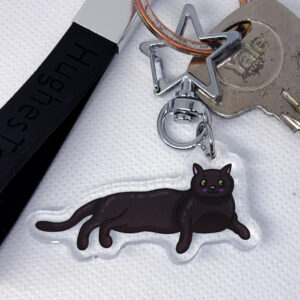 Cute Black Cat Laying Down Acrylic Keychain