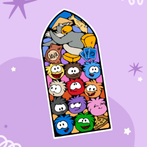 Club Penguin Transparent Stained Glass Window Sticker
