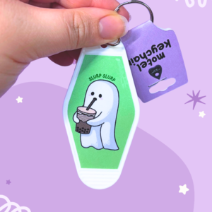Ghost & Bubble Tea Motel Keychain